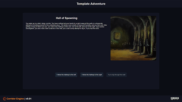 Corridor Engine, Un moteur de jeu d'aventure textuel sans framework